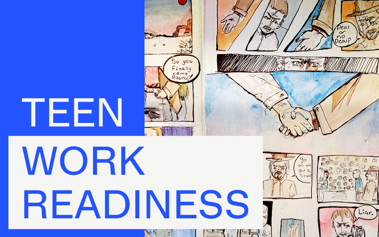 A comic illustration panel